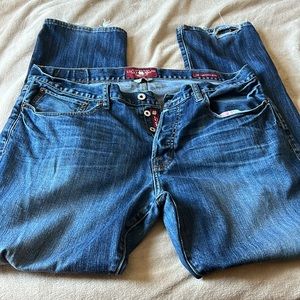 Mens Lucky Brand jeans button fly size 38x32 Heritage slim.